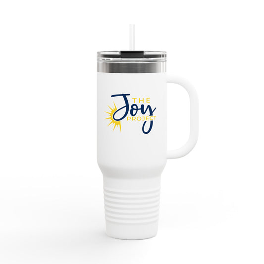 40oz Insulated Travel Mug — “The Joy Project” Sun Logo, Leak‑Resistant Tumbler for Commuting & Gifts