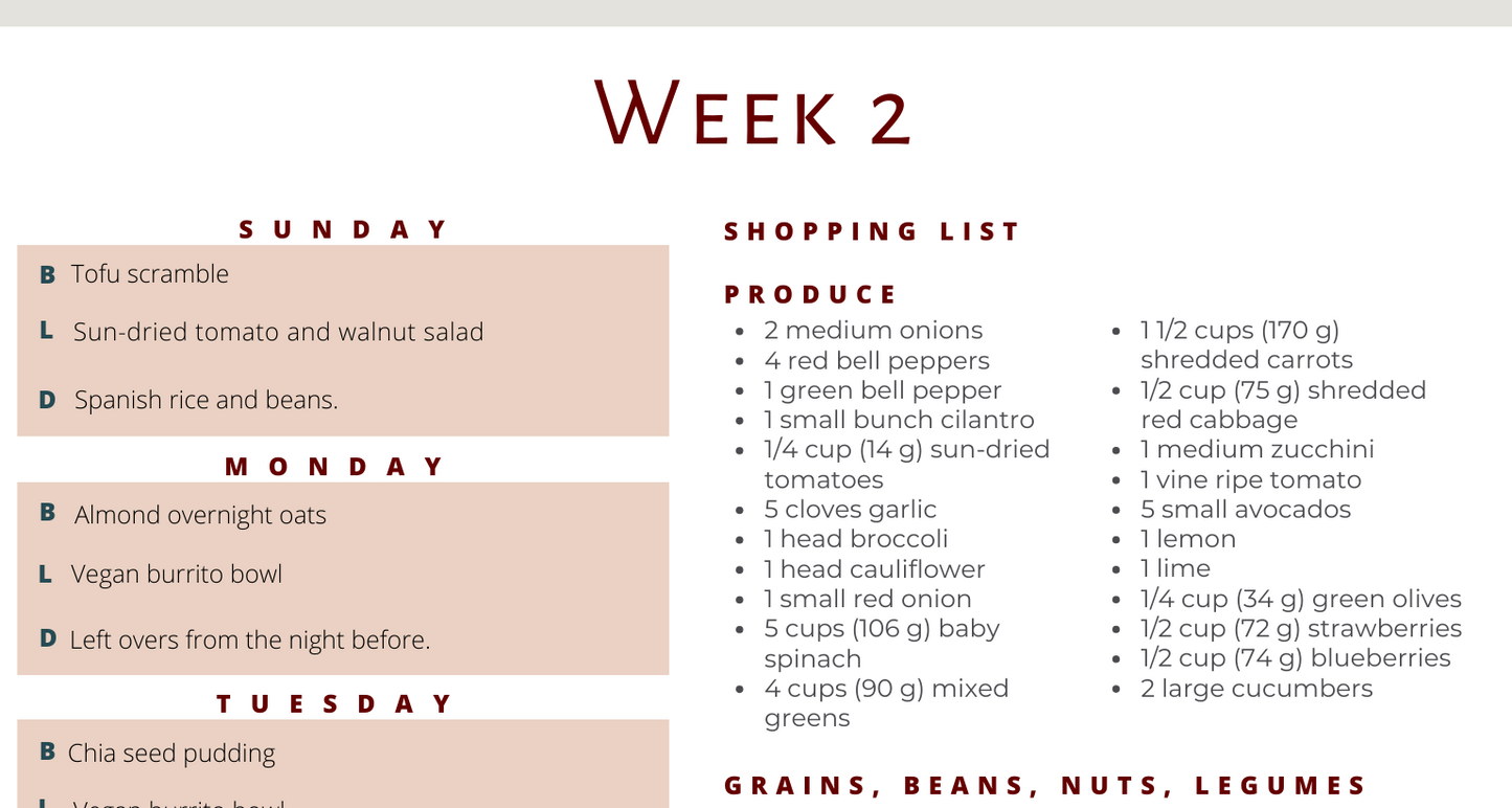 Plant Based Meal Plan and Recipe Bundle